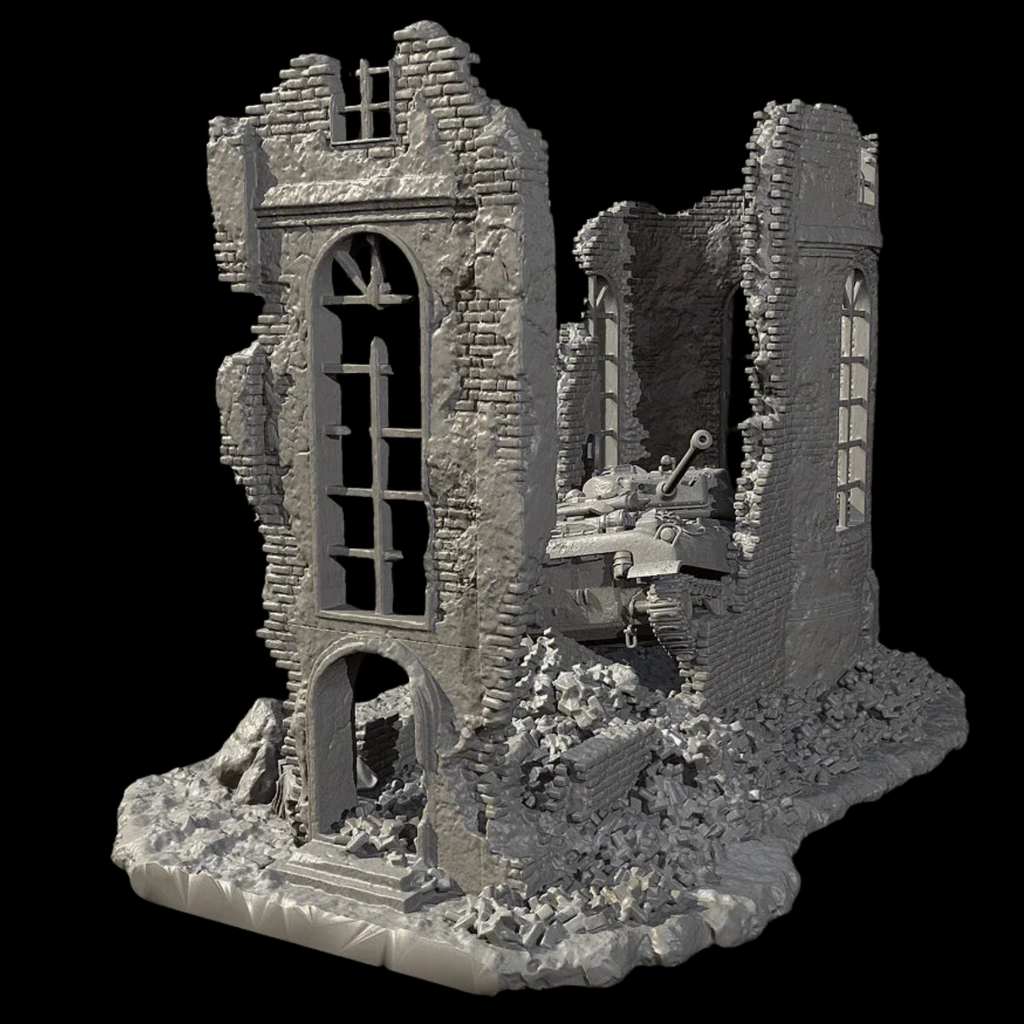 1/35 Resin Sherman Tank Abandoned Church Scene Model Kit | Self-Assembled Military Diorama