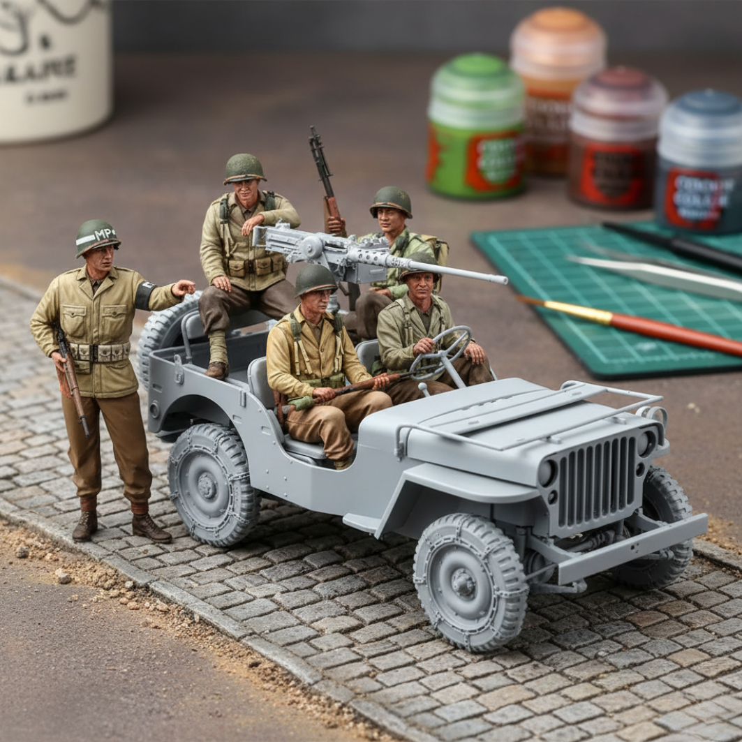 1/16 WWII US MP & 4 Infantry Figures Resin Model Kit (5 Figures)