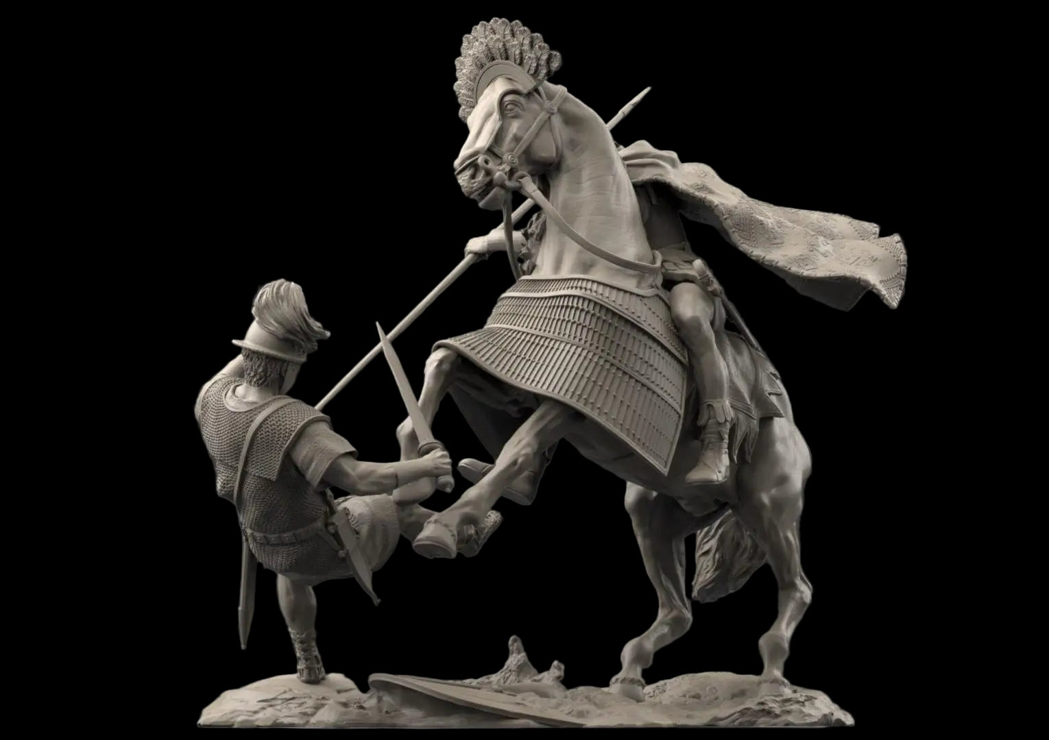 1/24 75mm Ancient Cavalry Combat Resin Kit | Mounted Lancer Diorama GK
