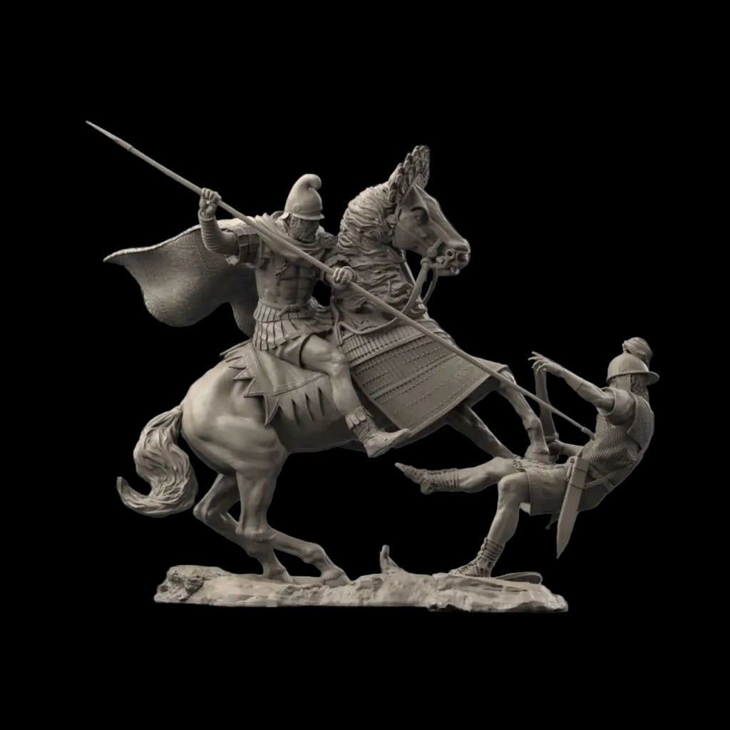 1/24 75mm Ancient Cavalry Combat Resin Kit | Mounted Lancer Diorama GK