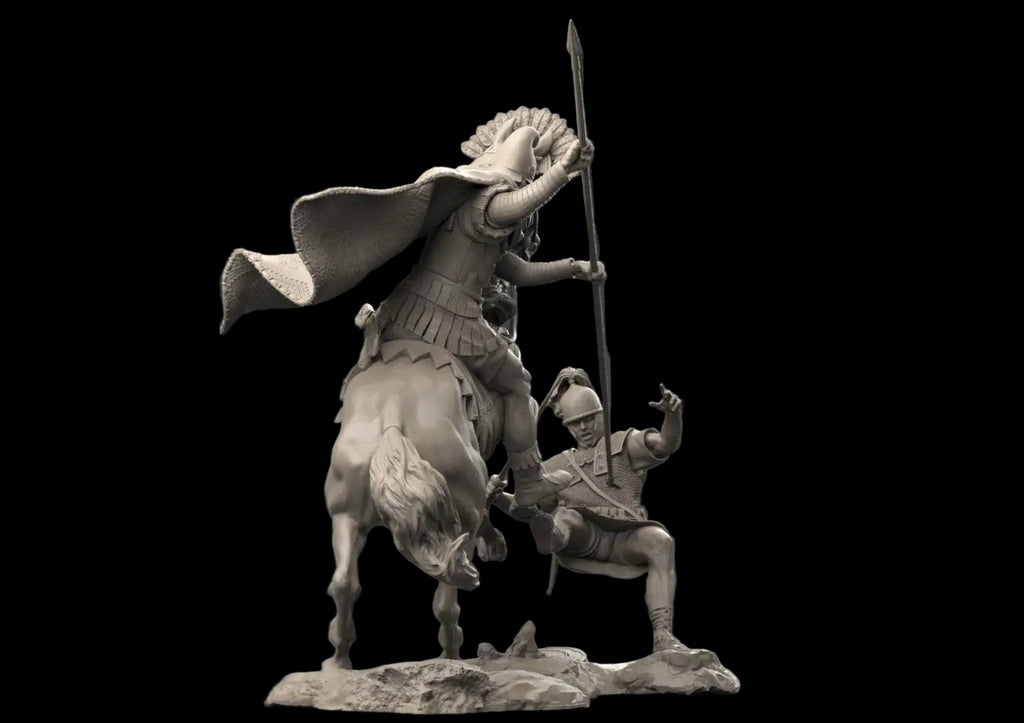 1/24 75mm Ancient Cavalry Combat Resin Kit | Mounted Lancer Diorama GK