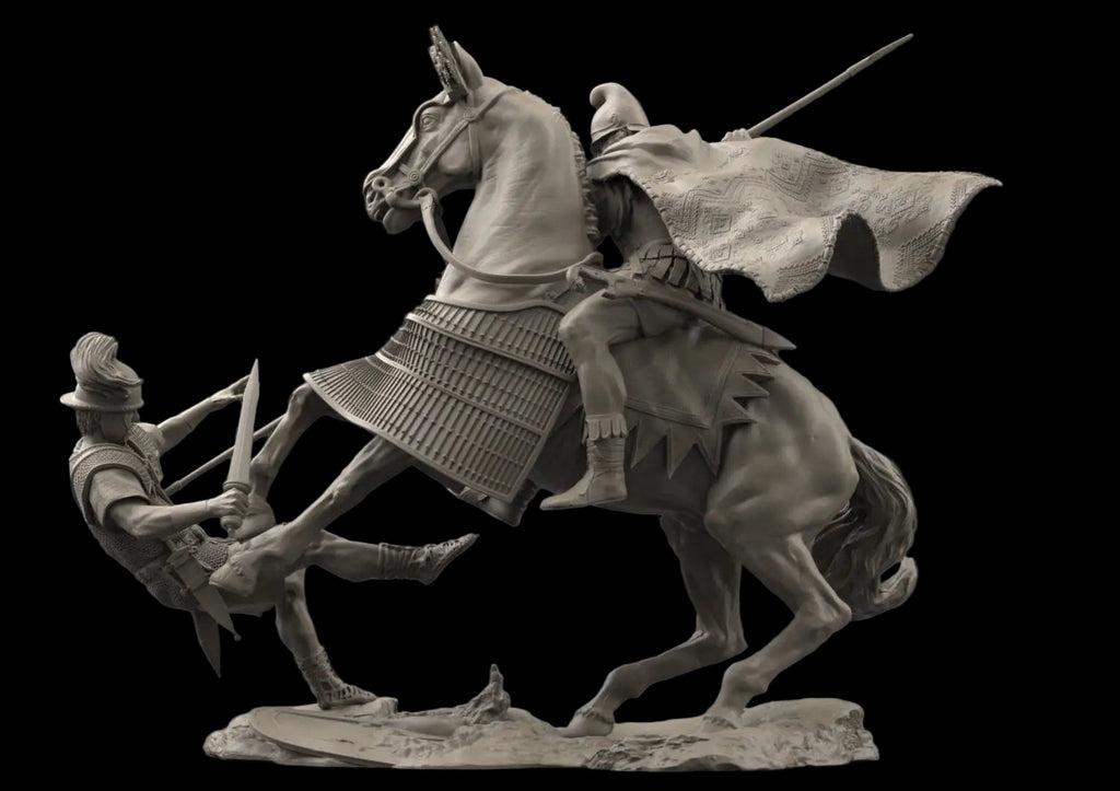 1/24 75mm Ancient Cavalry Combat Resin Kit | Mounted Lancer Diorama GK