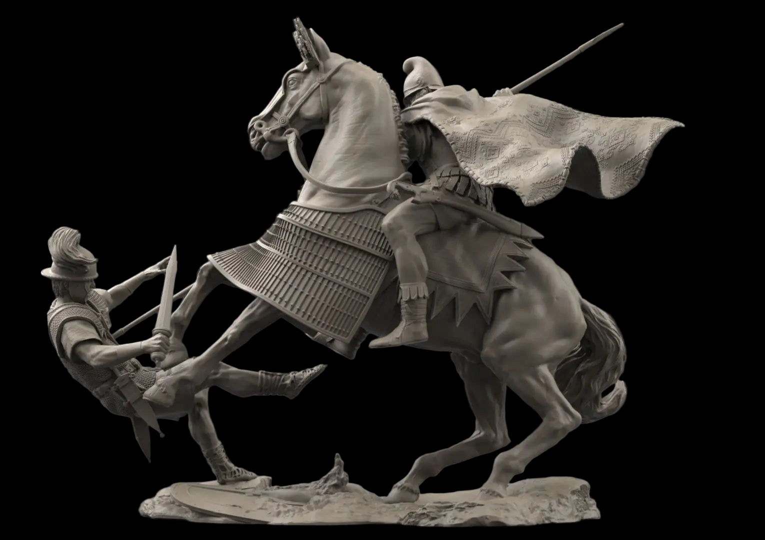 1/24 75mm Ancient Cavalry Combat Resin Kit | Mounted Lancer Diorama GK