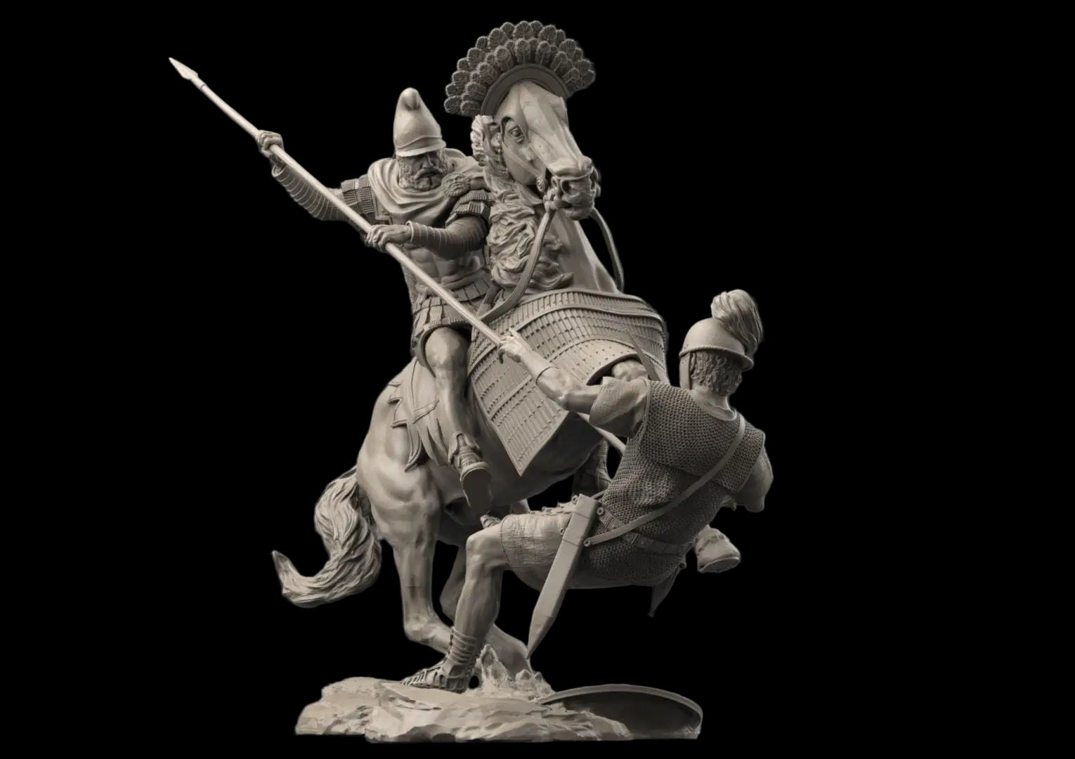 1/24 75mm Ancient Cavalry Combat Resin Kit | Mounted Lancer Diorama GK