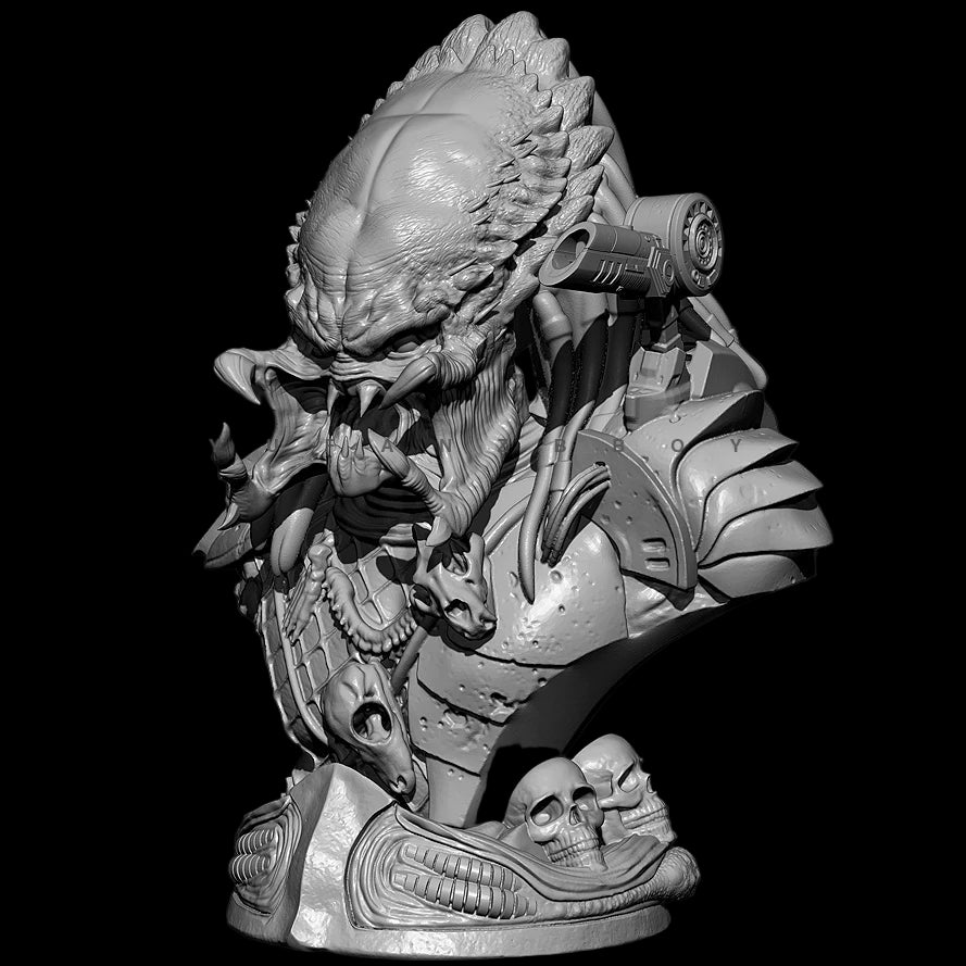 65MM Predator Hunter Bust Resin Model Kit | Sci-Fi Alien Figure