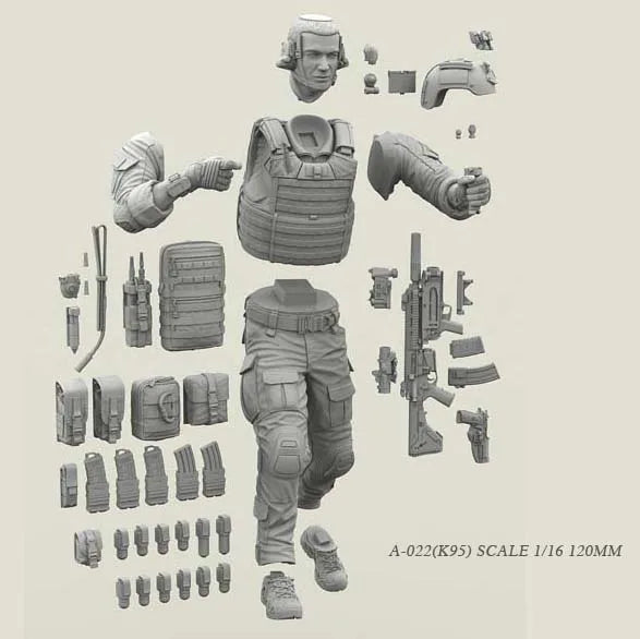 1/16 Scale Modern Special Forces Gunner Resin Figure Kit - Unassembled Operator