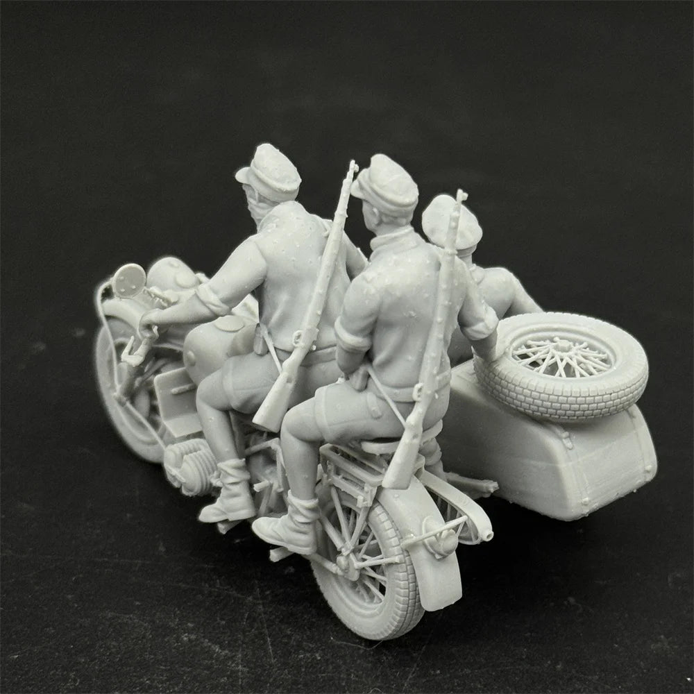 1/35 Scale German Motorcycle Crew Officer 3 Figures Resin Model Miniature Military War Game - R Supply Store