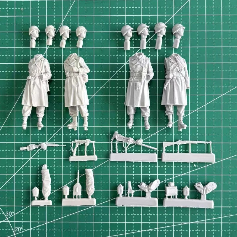 1/35 Scale Die-Cast Resin Figure Model Kit WWII US Infantry MG Team Winter Set 4 Figures (No Motorcycle) Unassembled Unpainted - R Supply Store