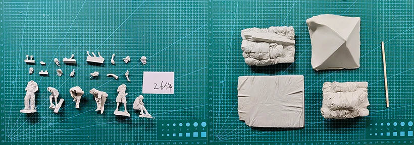 1/35 Resin WWII Soldier Crew 6 Figures with 2 Stowage & Ground Base Model Kit Unassembled Unpainted