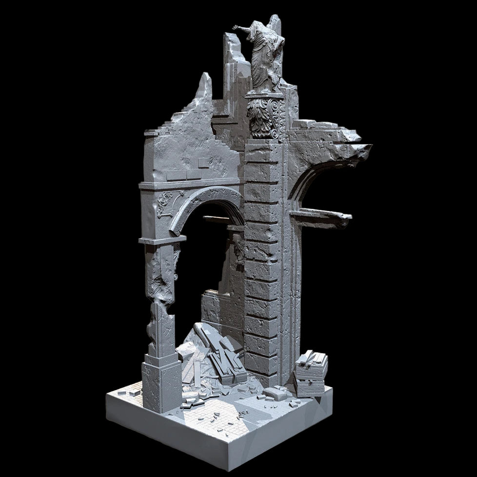 1/35 Scale Ruined Gothic Church / European Building Diorama Base Resin Kit - Urban Combat Scene