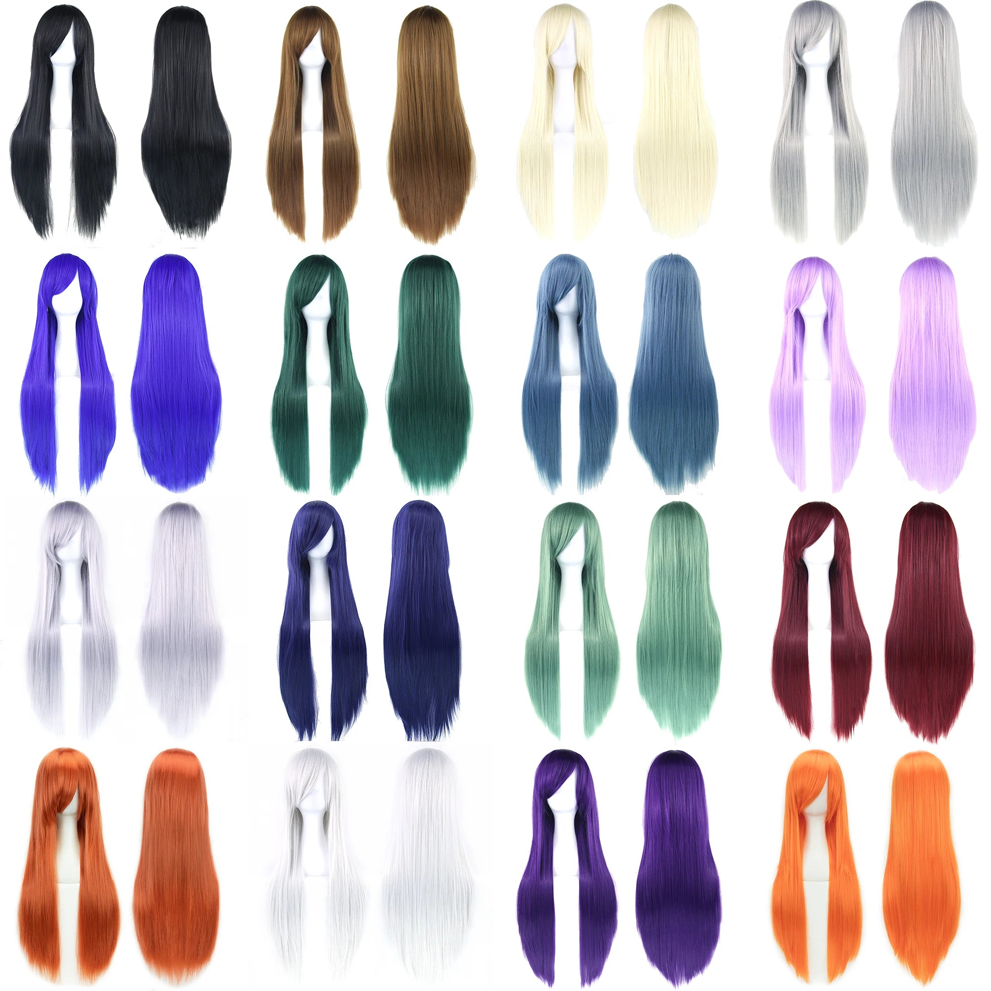 Long White Purple Cosplay Wig 80cm Straight Synthetic Hairpiece for Women Anime Party Wig