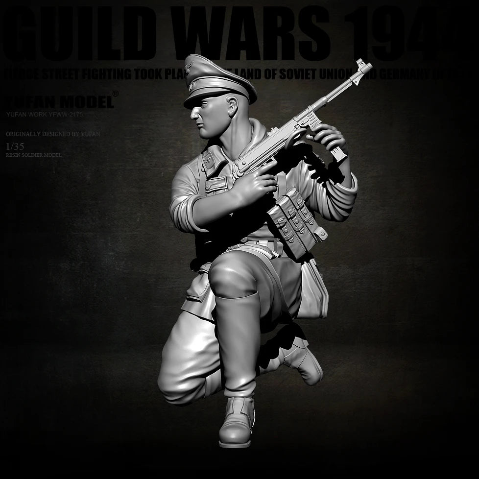 1/35 Scale WWII German Officer/NCO Submachine Gunner Resin Figure Kit - Street Fighting Miniature