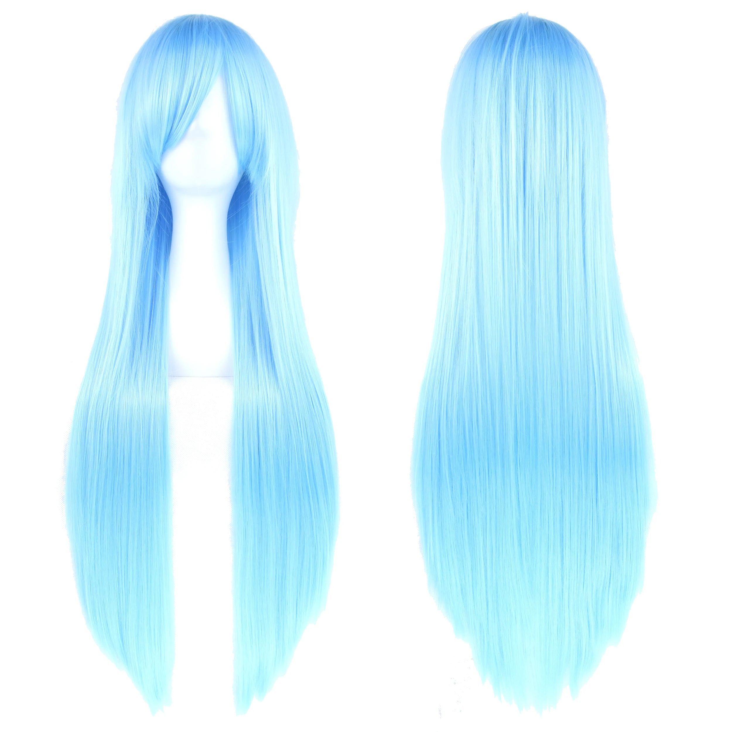 Long White Purple Cosplay Wig 80cm Straight Synthetic Hairpiece for Women Anime Party Wig