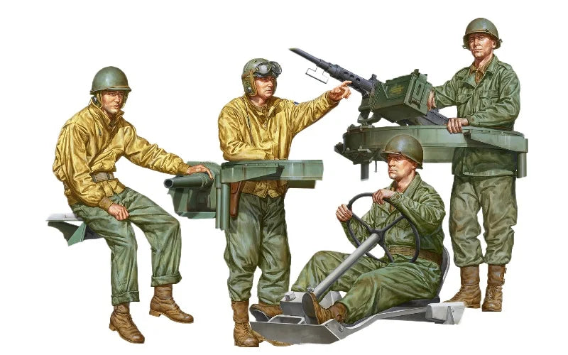 1/16 Scale US M8 Armored Vehicle Crew Resin Figure Model Kit (4 Figures, No Car) - R Supply Store