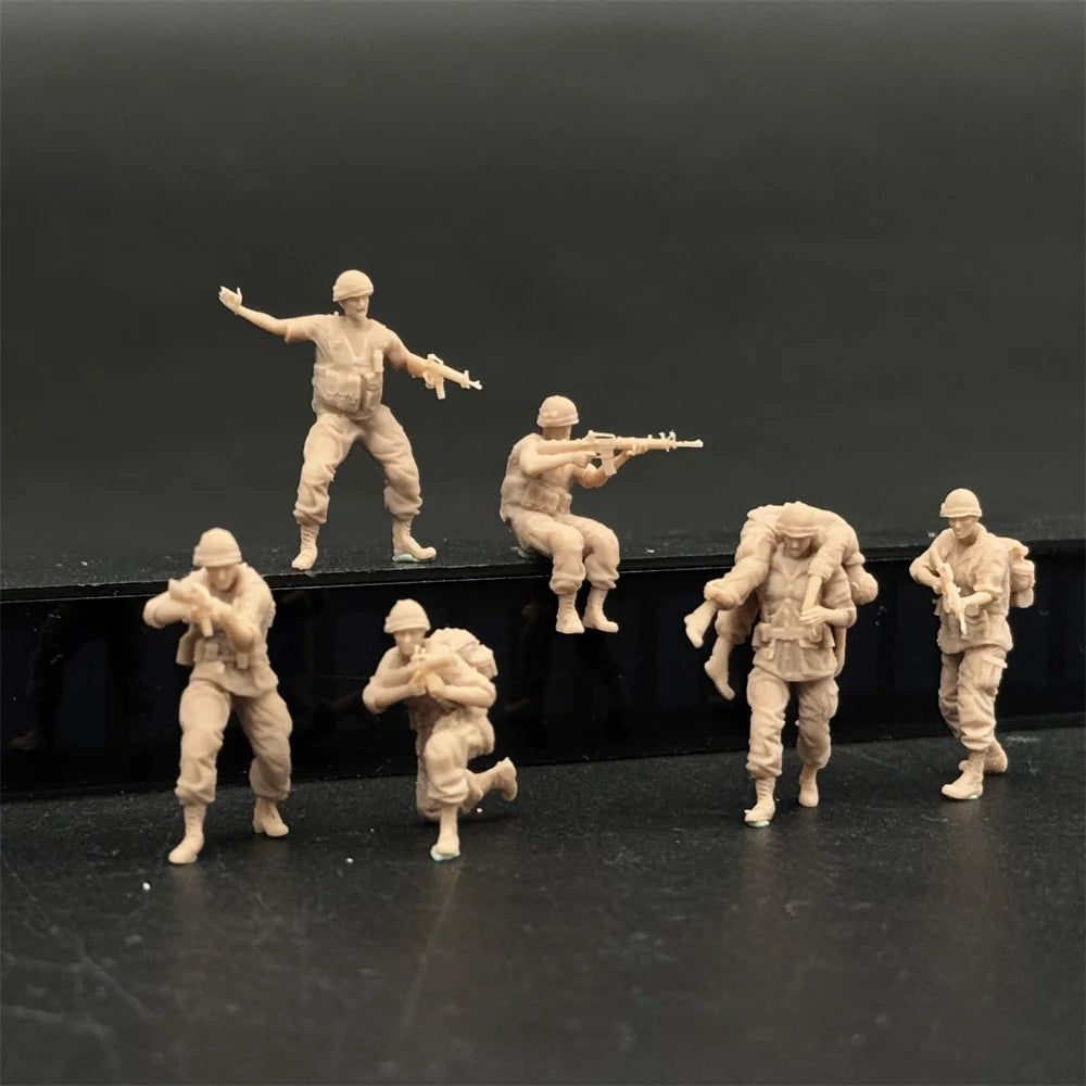 1/72 Scale US Soldiers Vietnam War Rescue / Combat Squad Resin Figure Set (6 Figures) - Infantry Miniatures