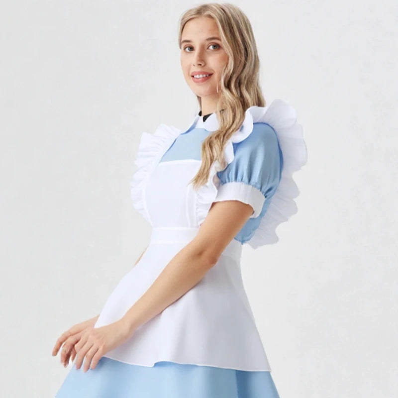 Alice in Wonderland - Lolita Maid Dress Cosplay Costume Apron Skirt Outfit for Women Halloween Party