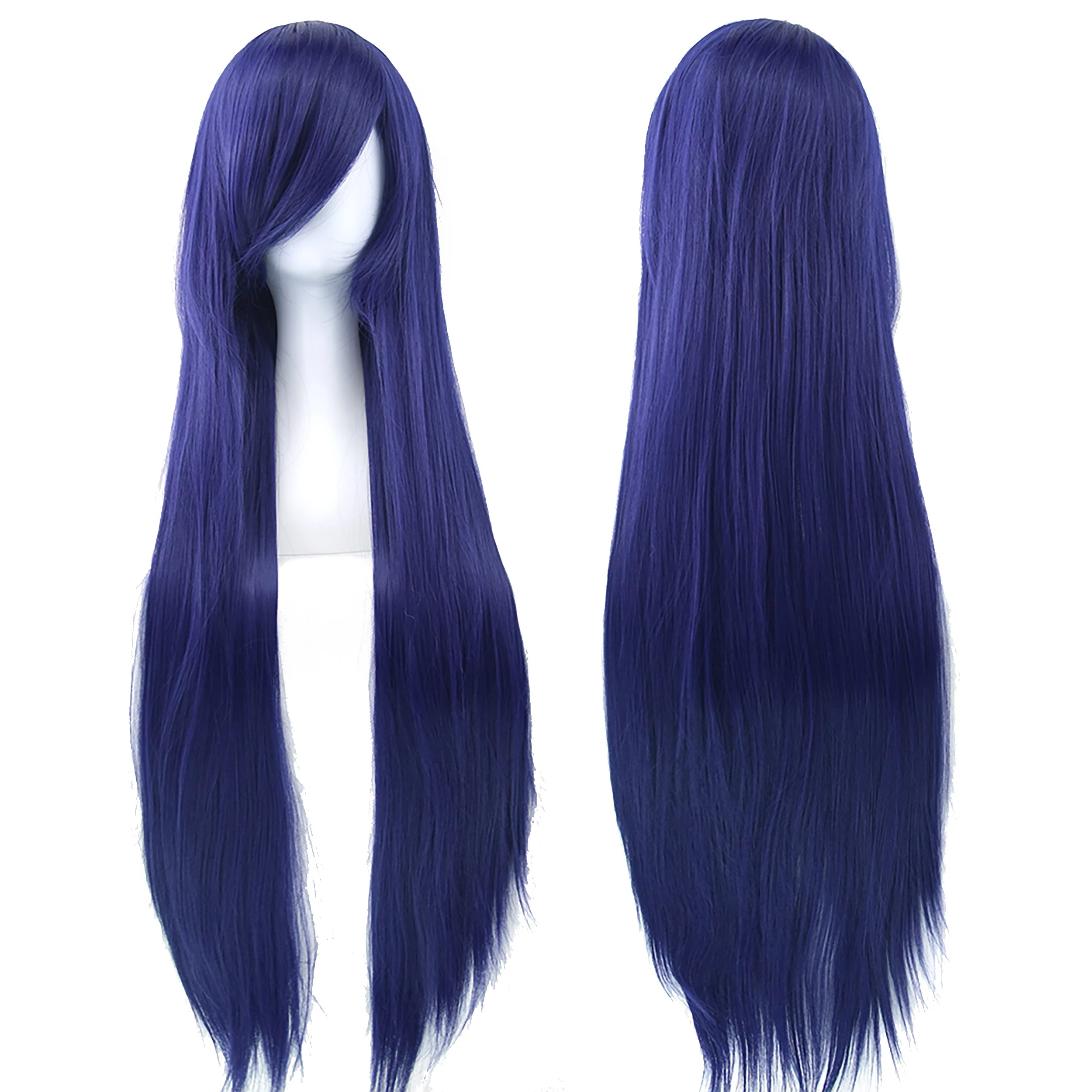 Long White Purple Cosplay Wig 80cm Straight Synthetic Hairpiece for Women Anime Party Wig