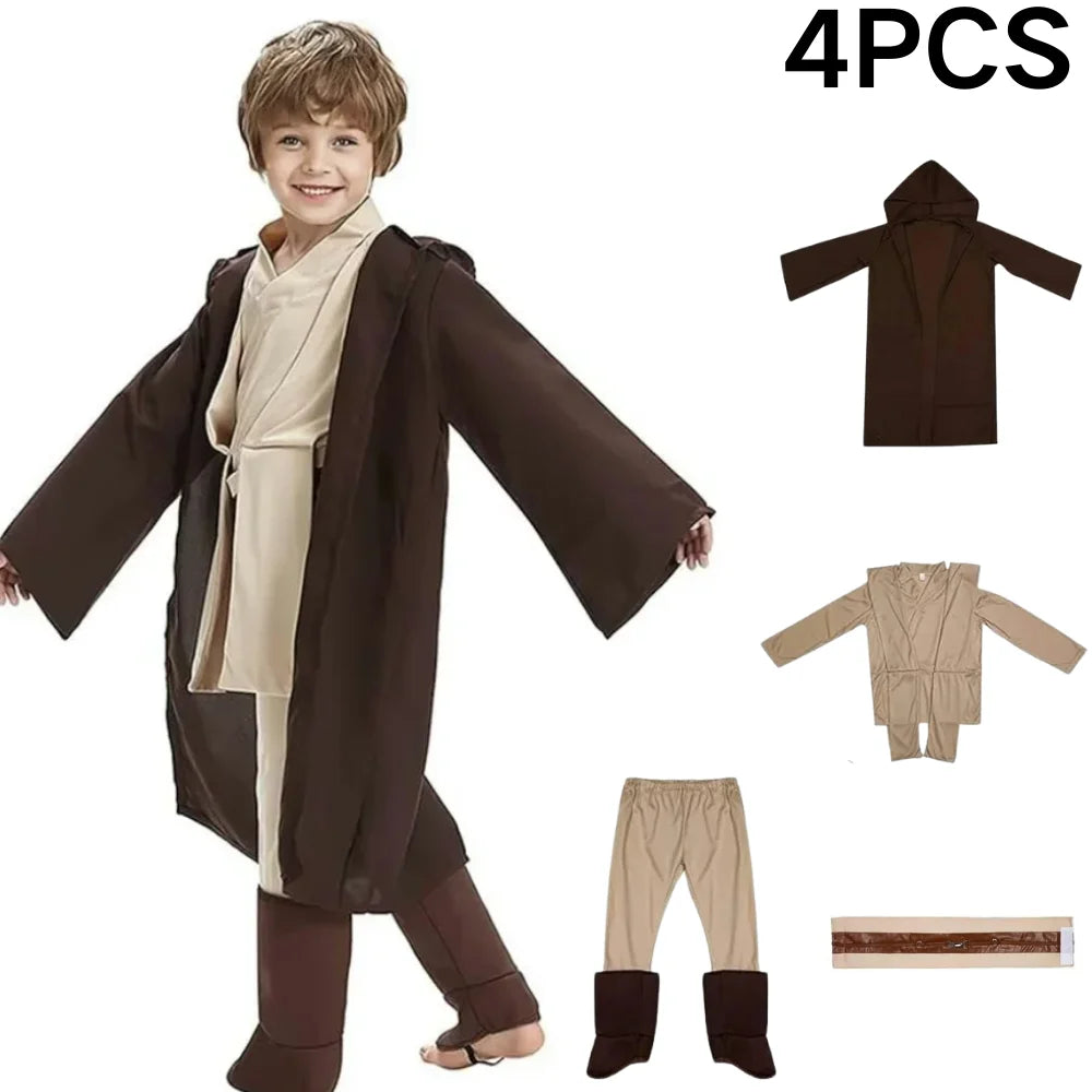 Kids Jedi Knight Costume - Star Wars Obi-Wan Kenobi - Anakin Skywalker Cosplay Robe set