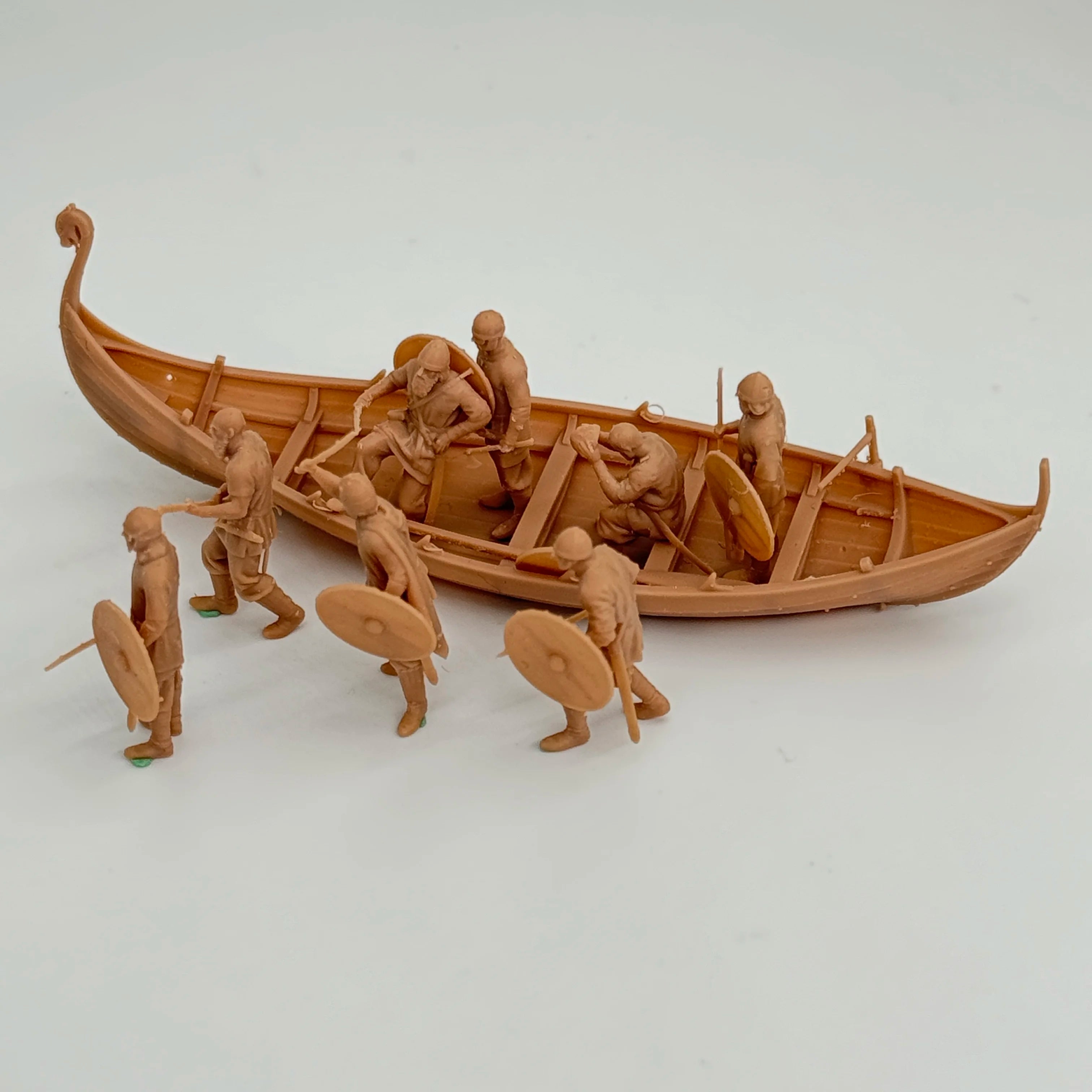 1/72 Scale Viking Warriors & Longship Diorama Scene Resin Kit (8+ Figures) - Medieval Tabletop Miniature