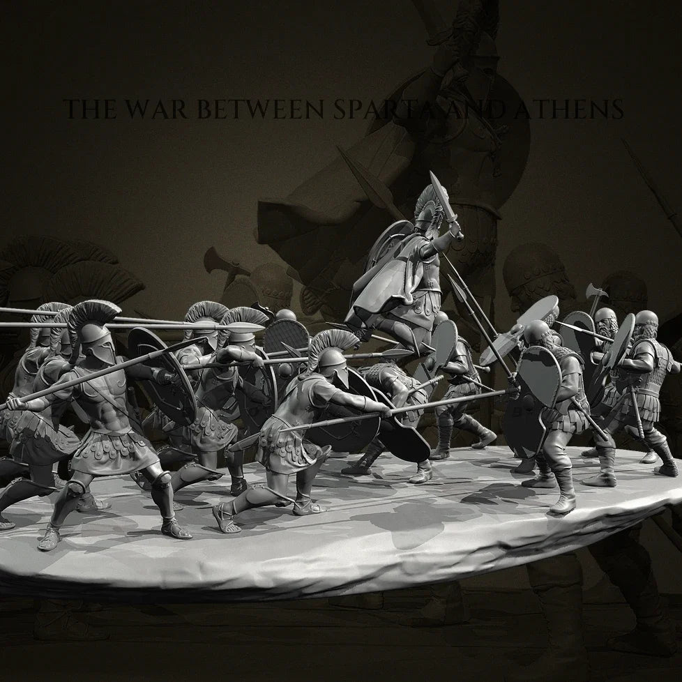 25mm-50mm Scale Ancient Spartan Warriors Battle Diorama Resin Kit (x12+ Figures)