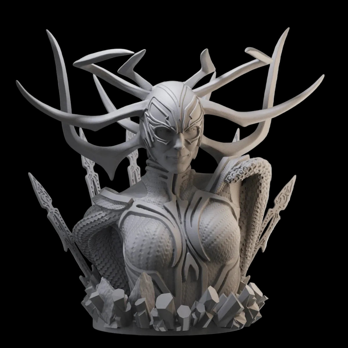 1/10 Fantasy Villain Queen Bust Resin GK | Horned Helmet & Armor