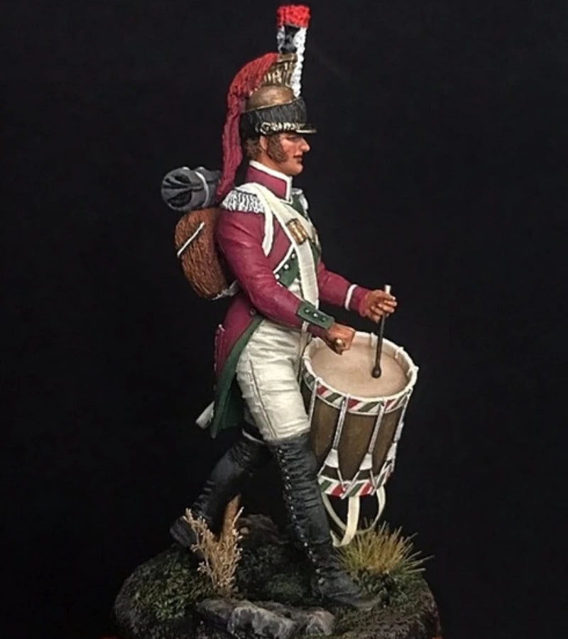 1/32 Scale 54mm Die-Cast Resin Figure Model Kit French Cavalry Drummer (2 heads) Miniature Toy Unassembled Unpainted DIY Diorama
