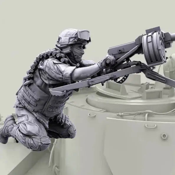1/35 Scale Modern Heavy Weapons Gunner Resin Figure - Automatic Grenade Launcher Crew Kit
