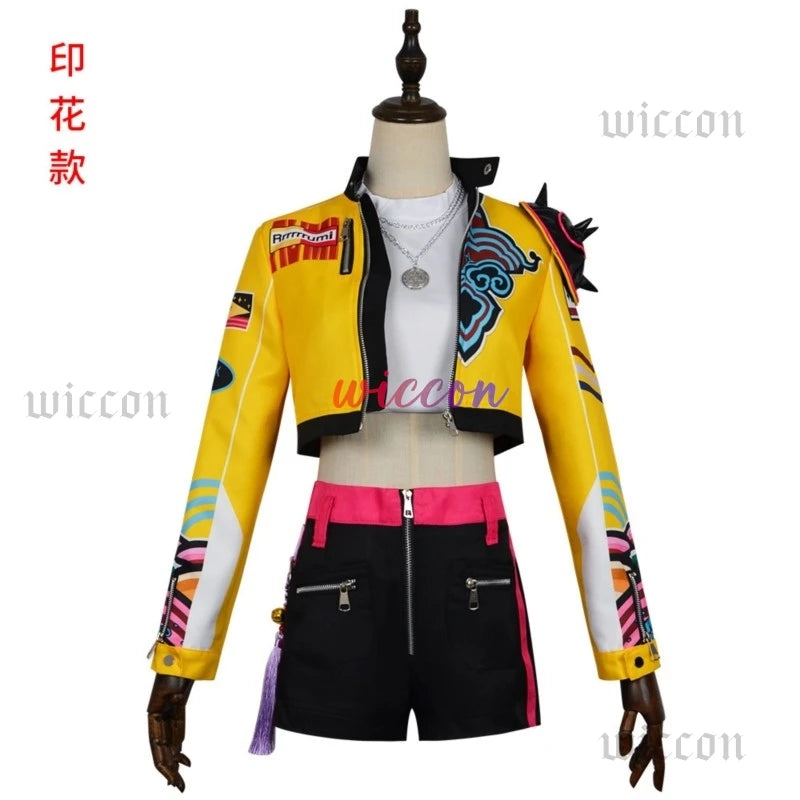 2025Demon Hunters Huntrix Rumi Cosplay KPOP Group Stage Cosplay Print Pattern Uniform Halloween Party Sexy Outfit For Woman