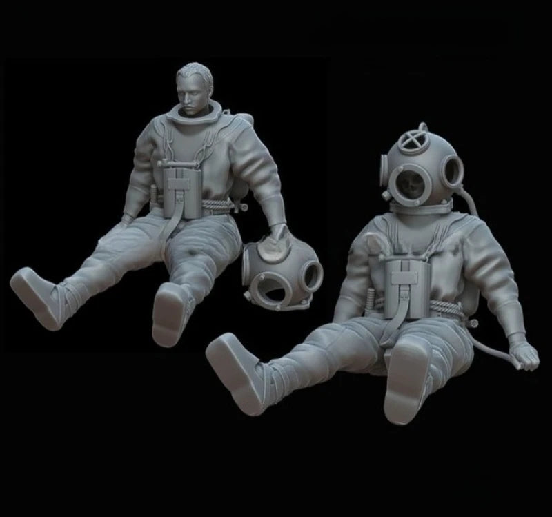 1/35 Scale Die-Cast Resin Figure Model Kit WWII German Diver with 2 Heads Unassembled and Unpainted - R Supply Store