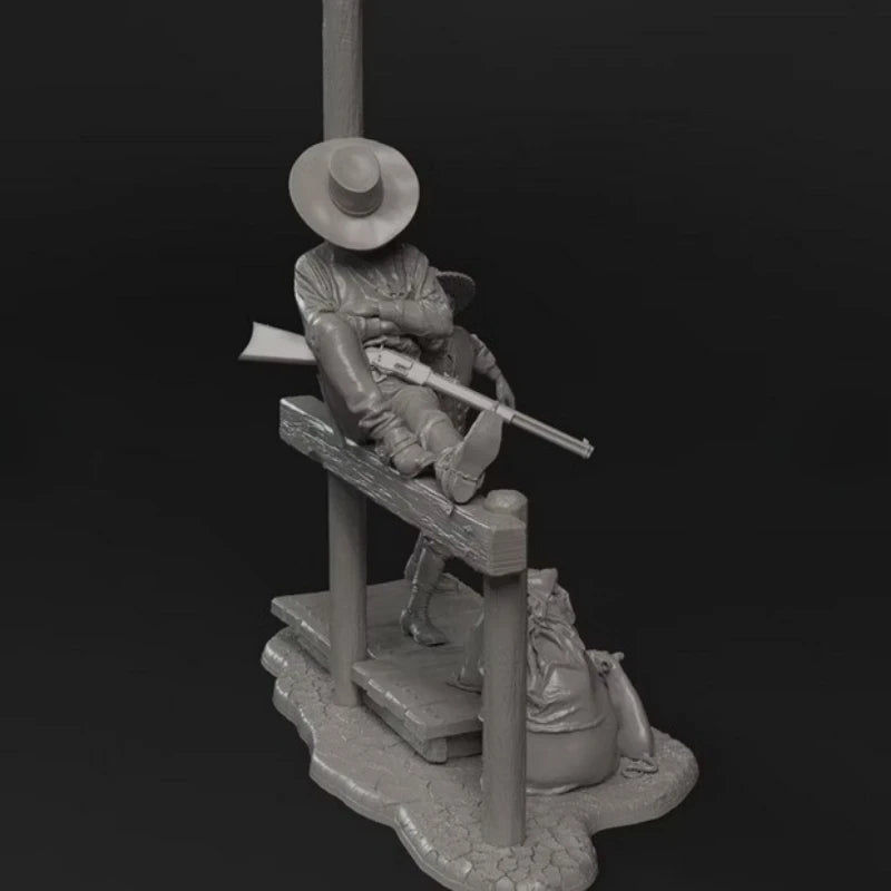 1/32 Scale 54mm DieCast Resin Figure Model Kit Cowboy & Little Rat Leisure Time Miniature Toys Unassembled Unpainted DIY Diorama