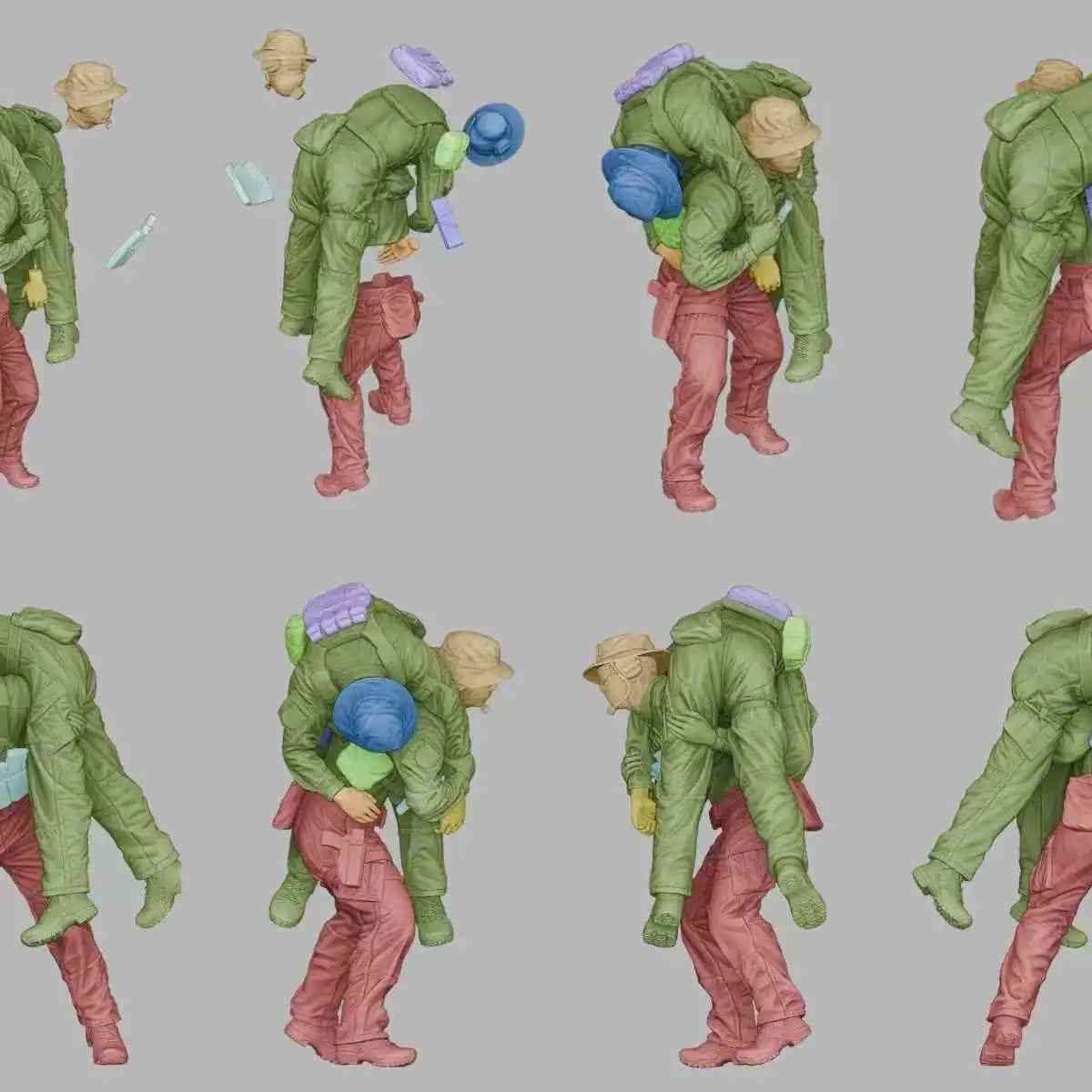 1/35 Scale Modern Military Buddy Rescue Team Resin Figure Set (x2) - Unassembled Combat Extraction Scene