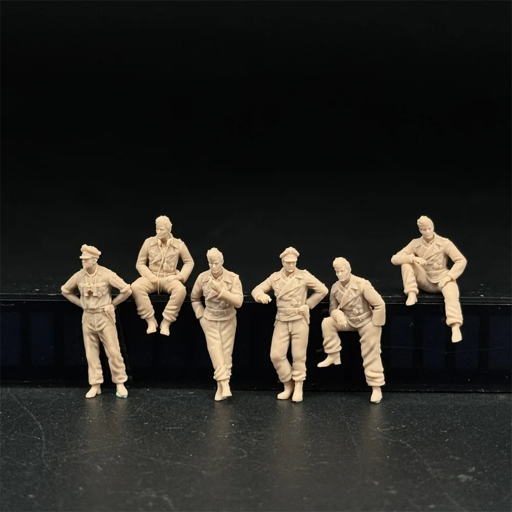 1/72 Scale WWII German Tank Crew & Officers Resin Figure Set (6 Figures) - Military Diorama