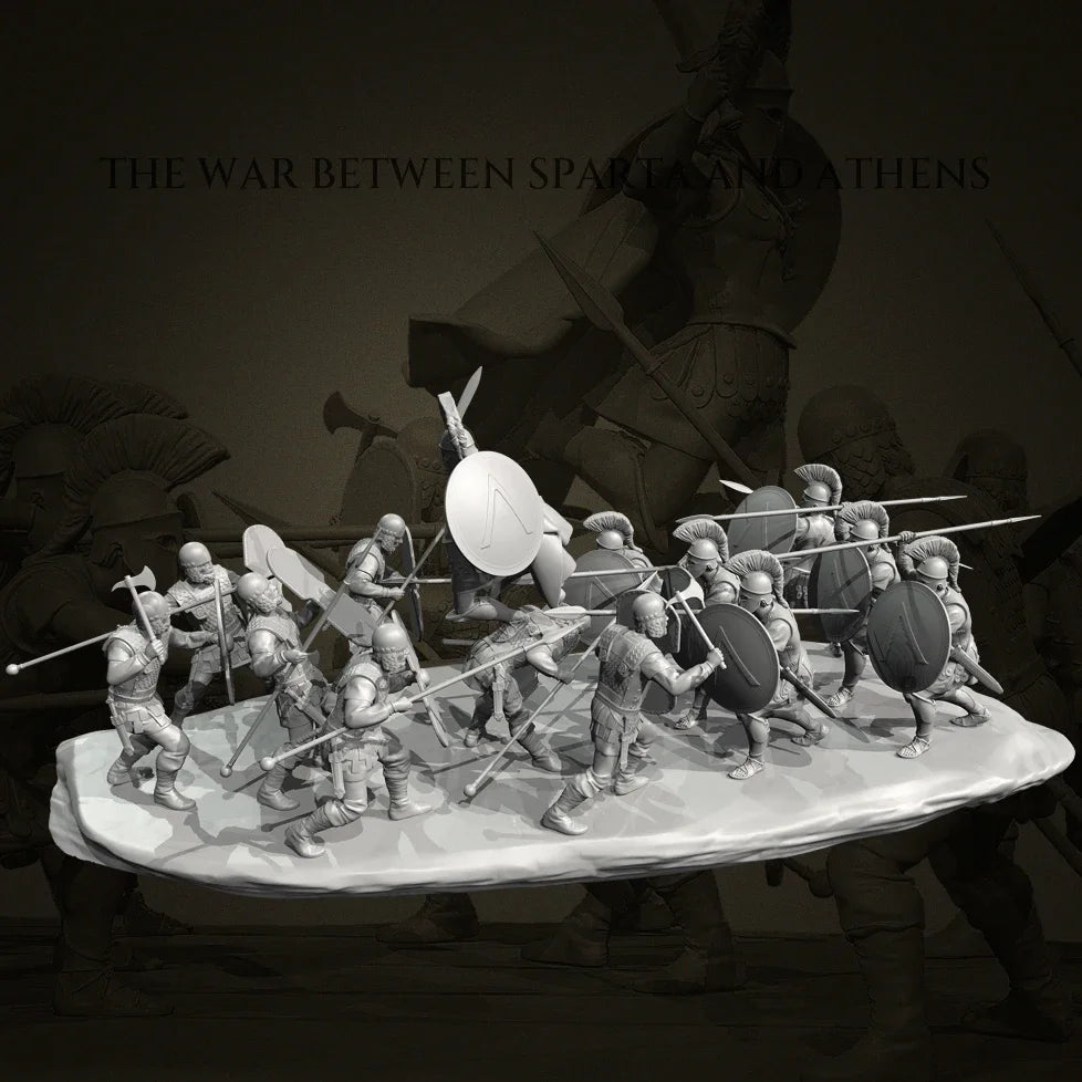 25mm-50mm Scale Ancient Spartan Warriors Battle Diorama Resin Kit (x12+ Figures)