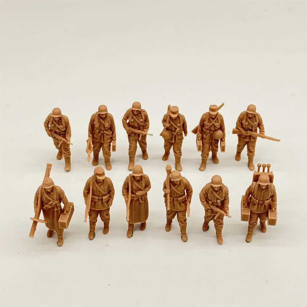 1/72 Scale WWII German Army Grenadiers Resin Figure Set (12 Figures) - Ardennes/Late War Infantry