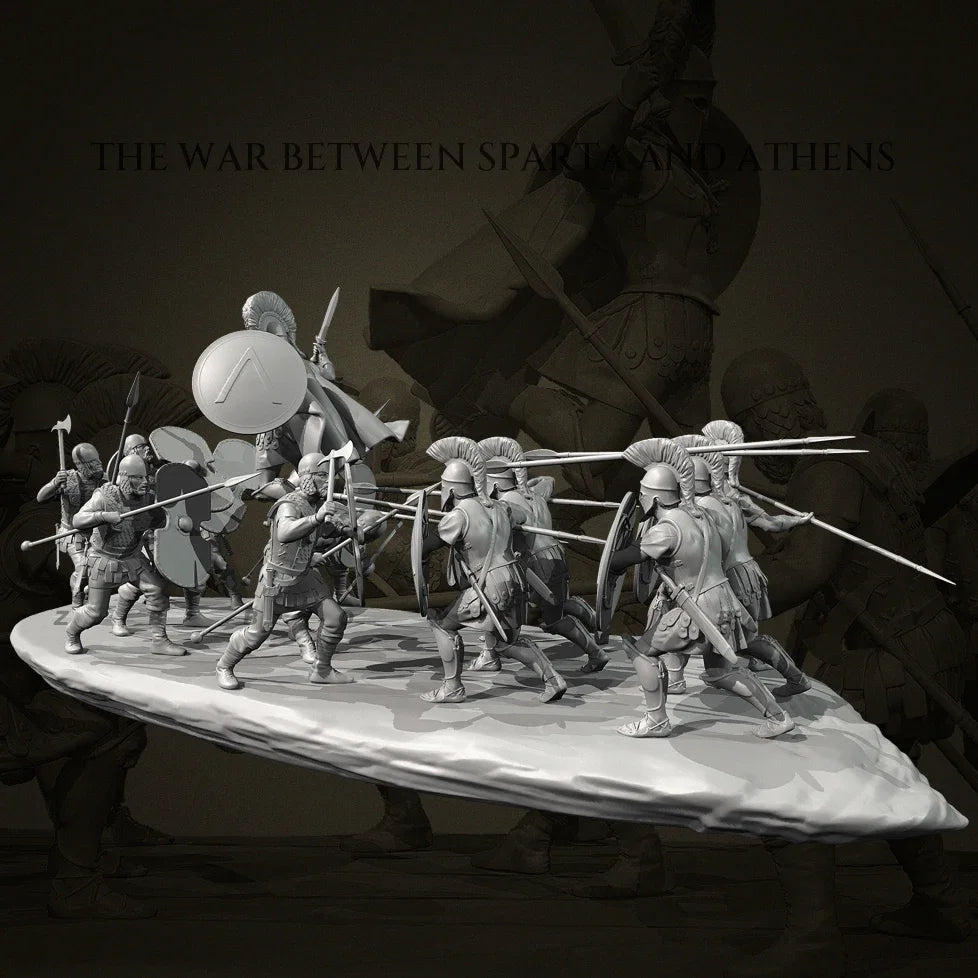 25mm-50mm Scale Ancient Spartan Warriors Battle Diorama Resin Kit (x12+ Figures)