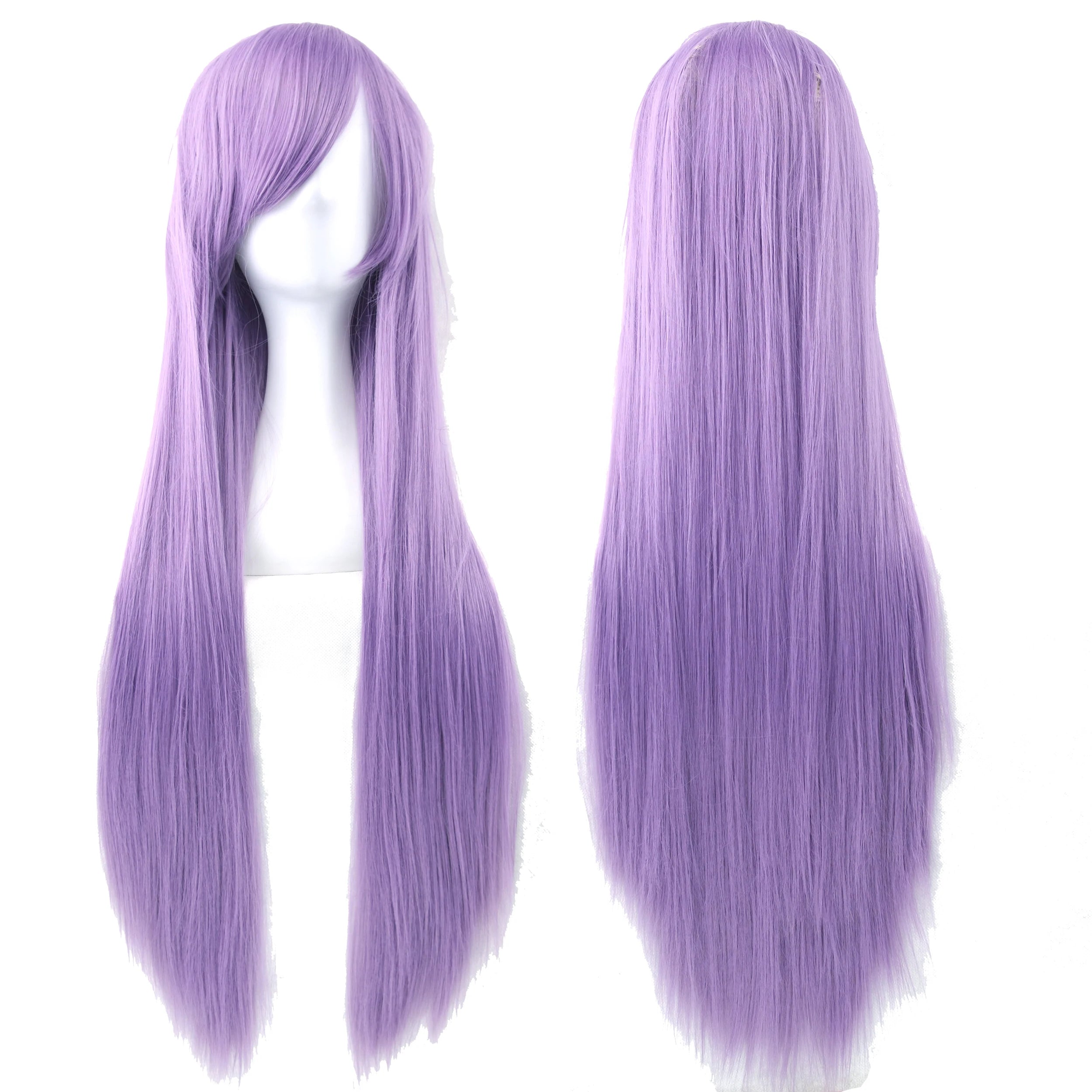 Long White Purple Cosplay Wig 80cm Straight Synthetic Hairpiece for Women Anime Party Wig