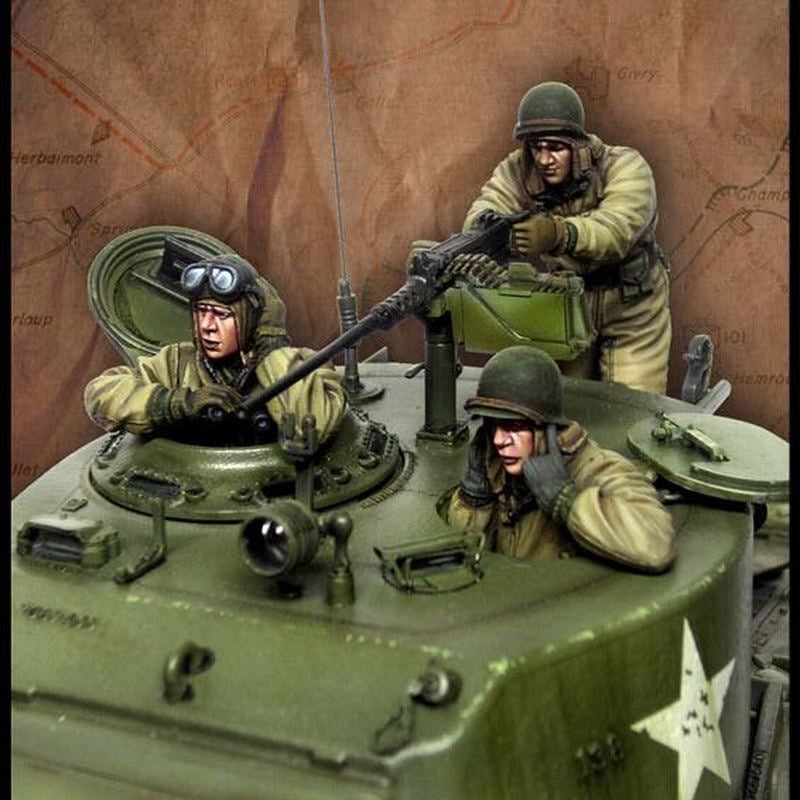 1/35 Scale US Tank Crew Set 🇺🇸 3 Resin Figures Model Kit Unassembled Unpainted (No Tank) - R Supply Store
