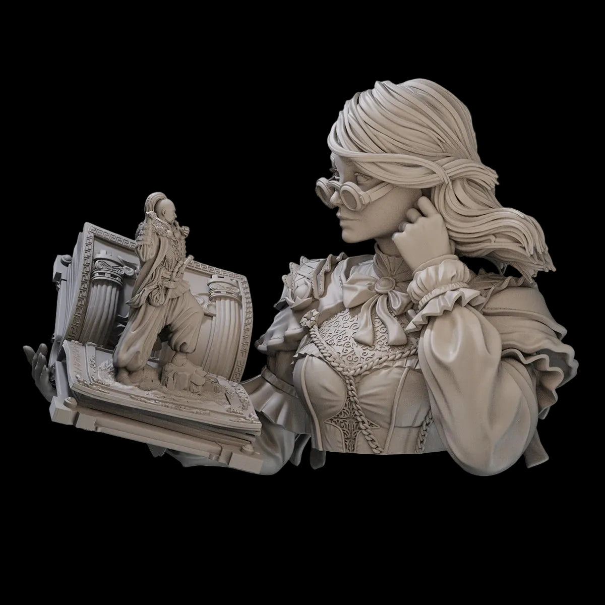 1/10 Steampunk Scholar Bust Resin GK | Goggles & Quill Fantasy Model