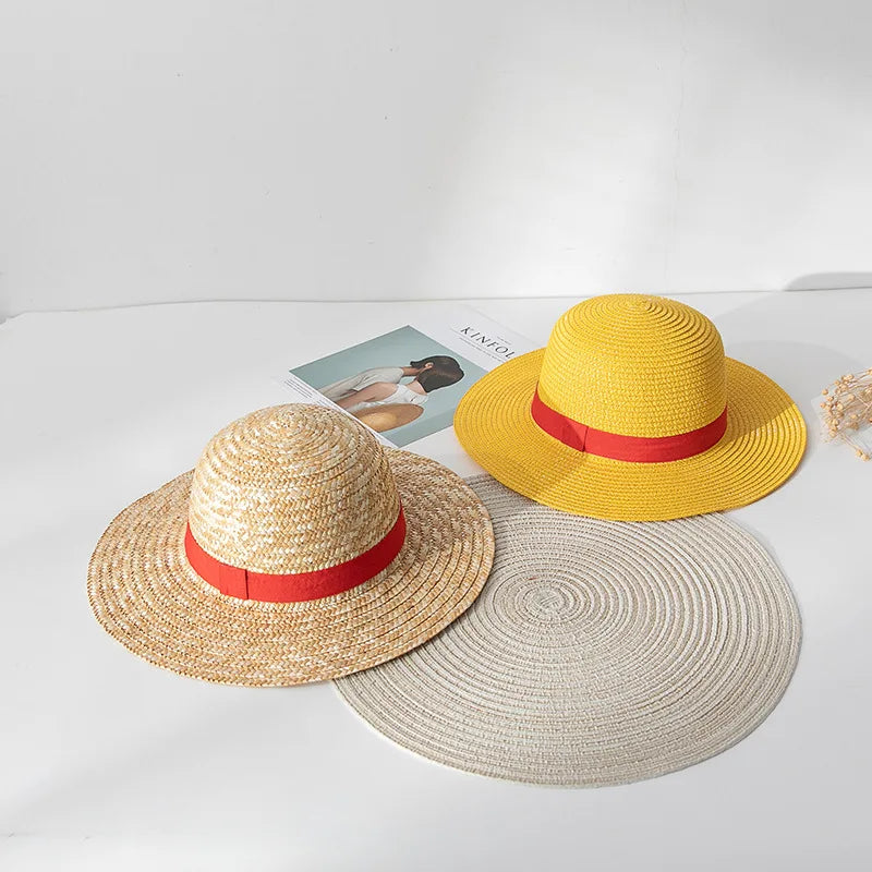 One Piece Luffy Straw Hat - Cosplay Accessory Anime Sun Hat for Adults & Kids