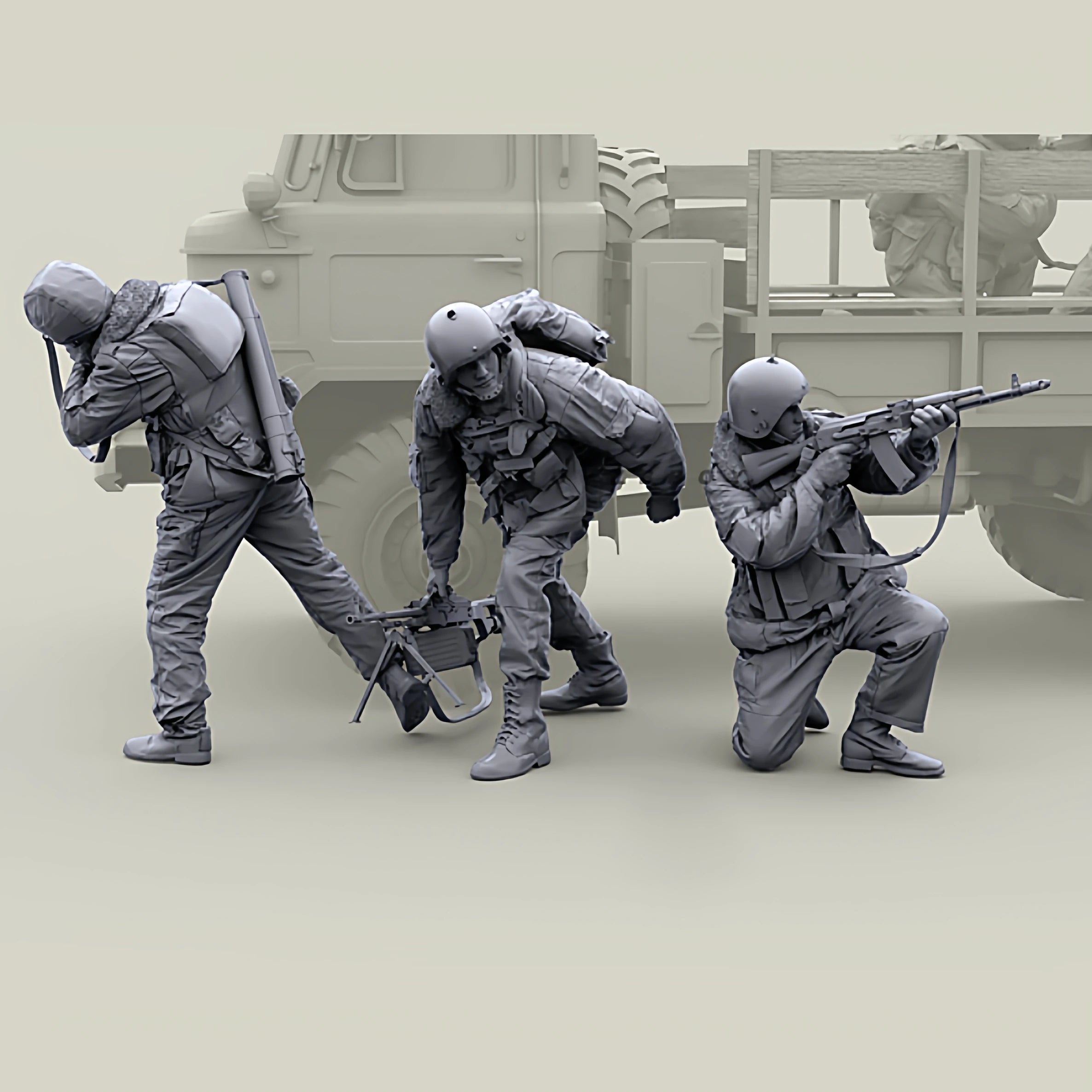 1/35 Scale Russian/Eastern Bloc Fire Team Resin Figure Set (x3) - Unassembled Modern Combat