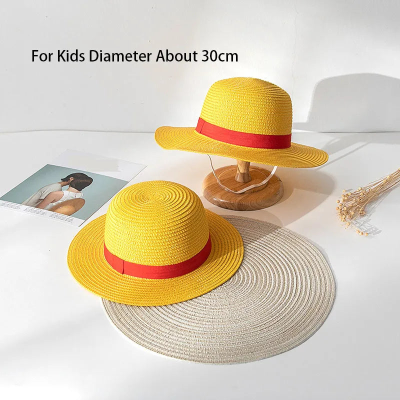 One Piece Luffy Straw Hat - Cosplay Accessory Anime Sun Hat for Adults & Kids