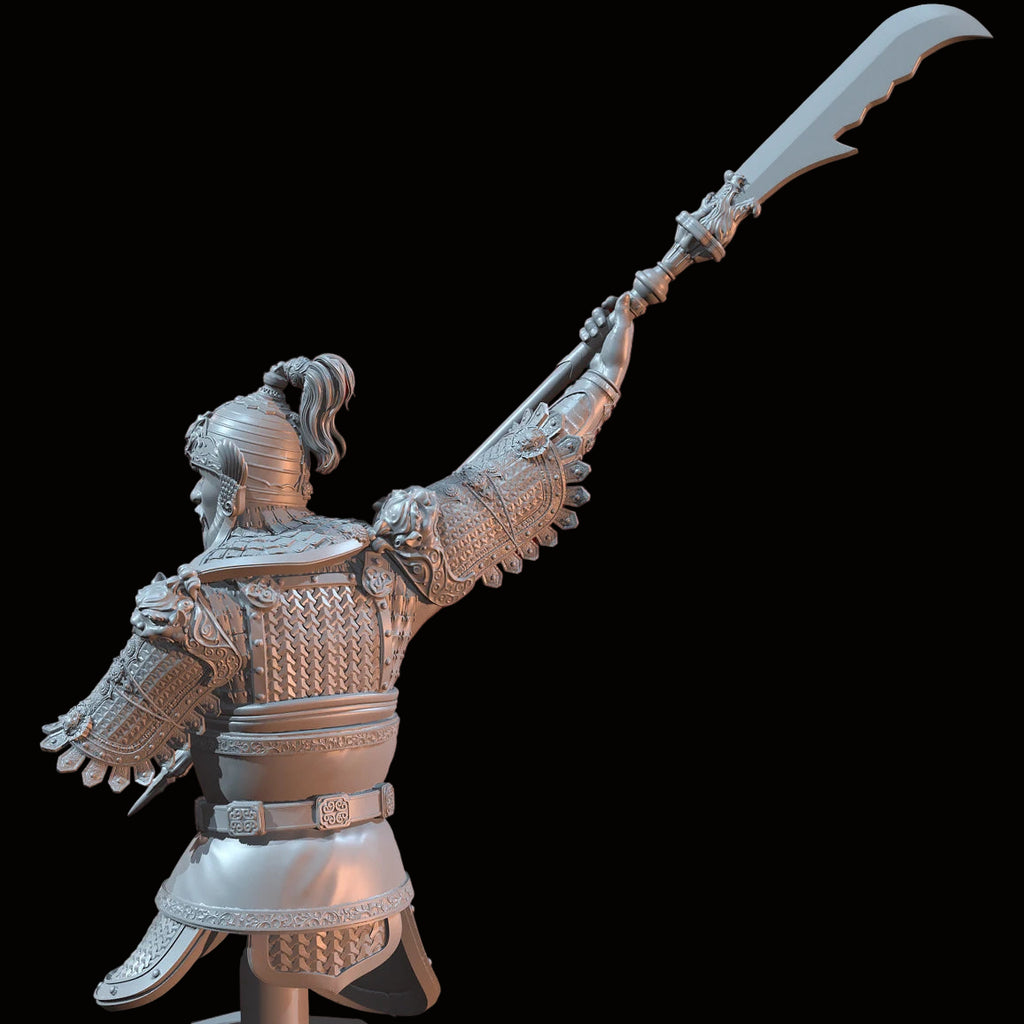 1/10 (115mm) Ancient Chinese General Resin Bust Model Kit - Unassembled Historical Warrior Sculpture