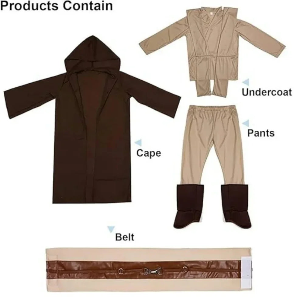 Kids Jedi Knight Costume - Star Wars Obi-Wan Kenobi - Anakin Skywalker Cosplay Robe set