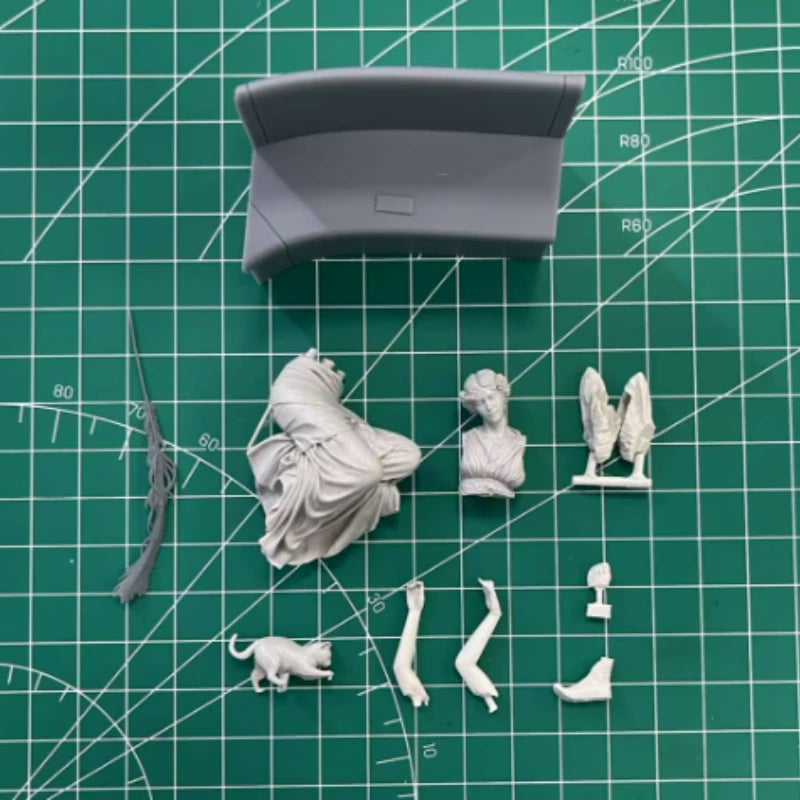 1/24 Scale 80mm Die-Cast Resin Figure Model Kit Casual Beauty Tease Cat Hobby Miniature Toys Unassembled Unpainted DIY Diorama - R Supply Store