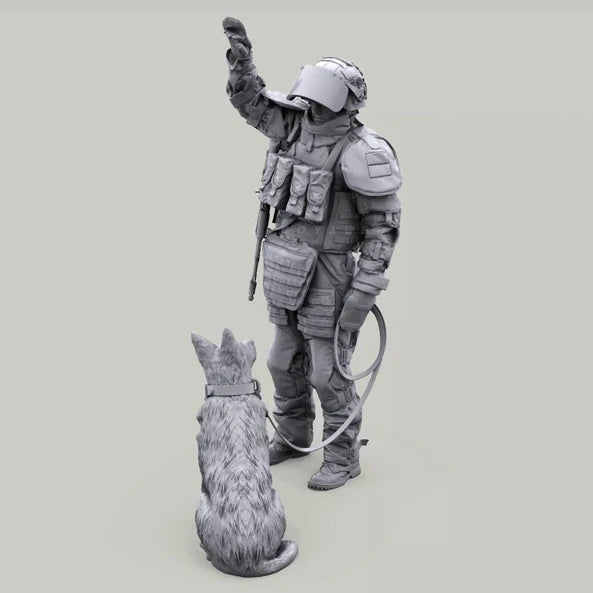 1/35 Heavy Armour K-9 Dog Handler Resin Figure GK - Modern Military Special Operations