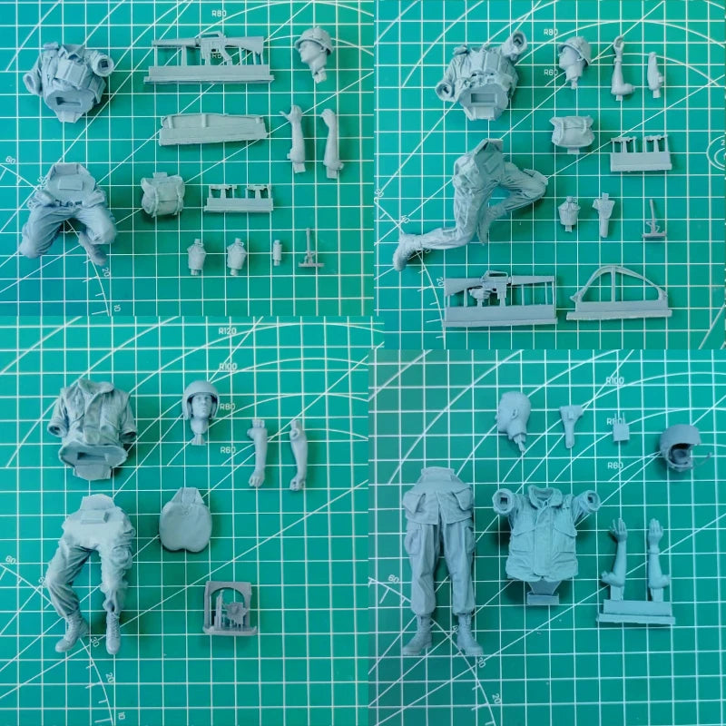 1/16 Scale Armored Personnel Carrier Crew & Infantrymen Resin Figure Model Kit (4 Figures, No Car) - R Supply Store