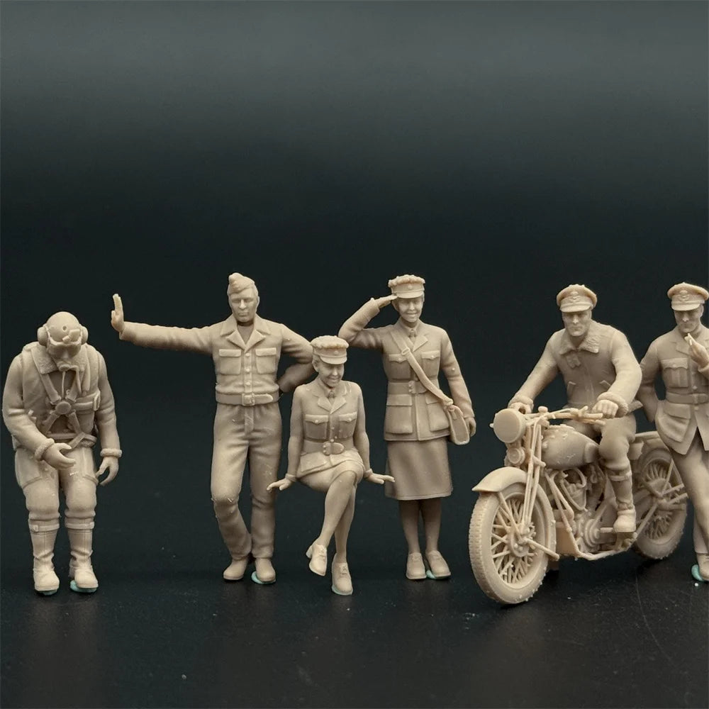 1/48 & 1/72 Scale WWII British Pilots & Ground Crew Resin Figure Set (10 Figures) - Airfield Accessories Military War