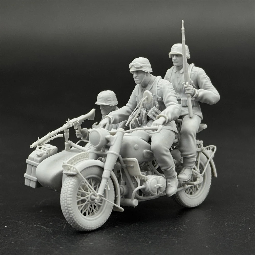 1/35 German Motorcycle w/ MG34 Crew (3 Fig) Resin Kit | WWII Recon