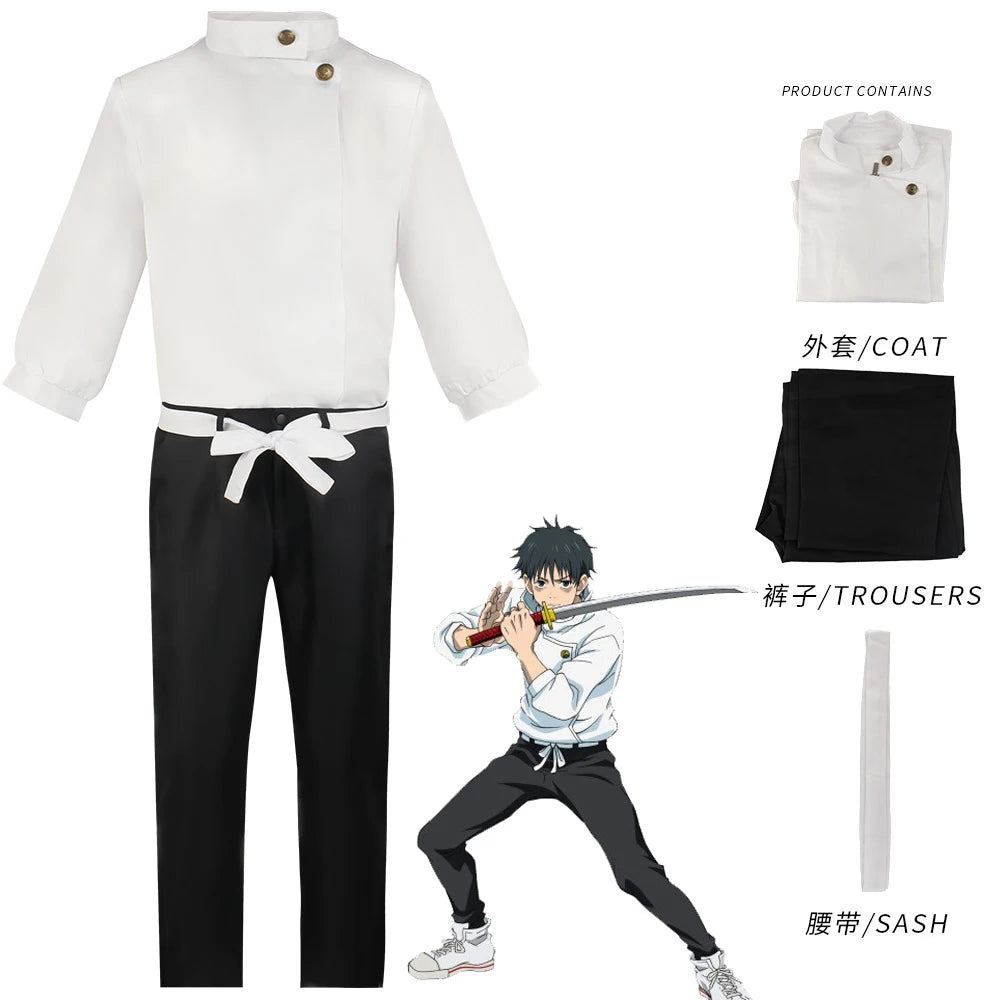 Anime Jujutsu Kaisen Yuta Okkotsu Cosplay Costume Men Women Halloween Party Uniforms Tops + Pants + Belt