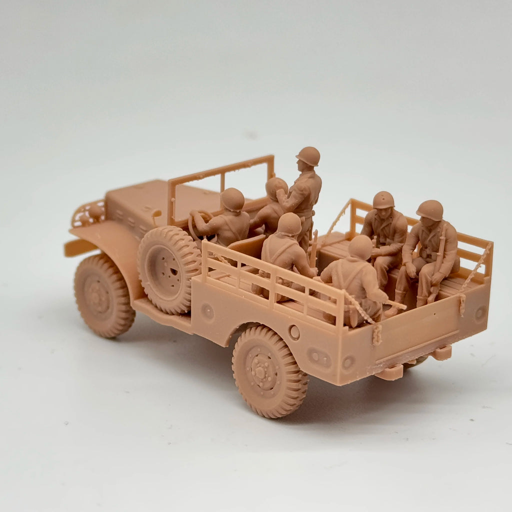 1/72 Scale WWII US WC-52 Truck & Infantry Crew Resin Model Kit (7 Figures) - Transport & General Staff Miniature